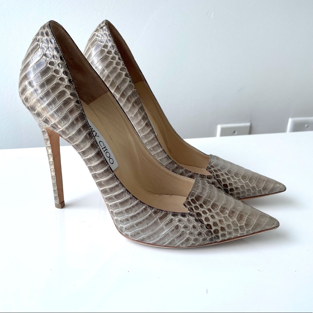 Jimmy Choo Croc Effect Leather Pumps